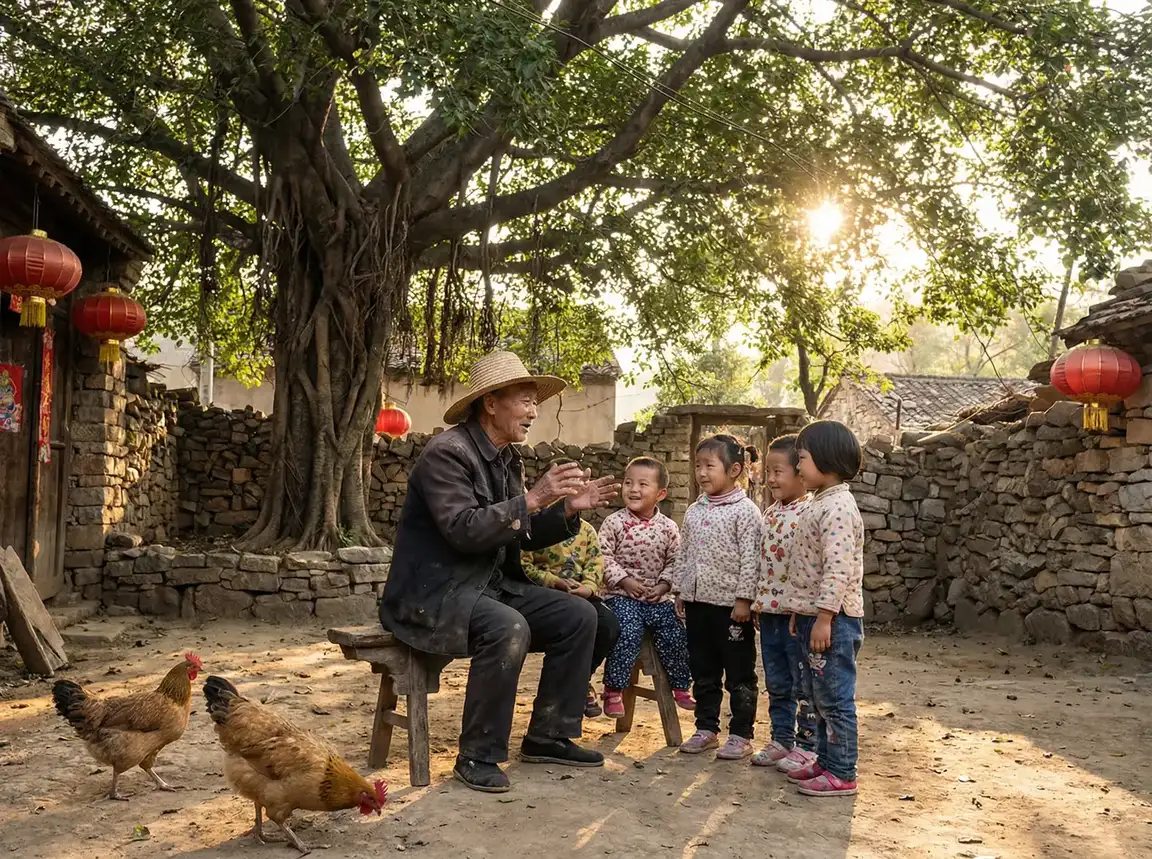 老人在大榕树下给孩子们讲故事 - 锦衣之下全集在线观看 乡村记忆